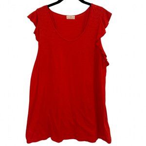 Anthropologie T.La Orange Top with Self-Ruffle Edge Around Shoulder and Back